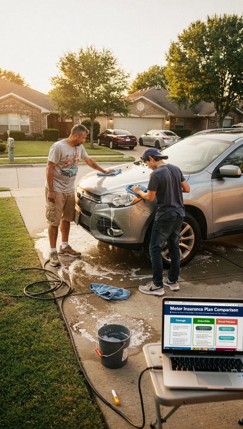 Kierowca sprawdzający polisę ubezpieczeniową w smartfonie, ilustrujący wygodę nowoczesnych rozwiązań.