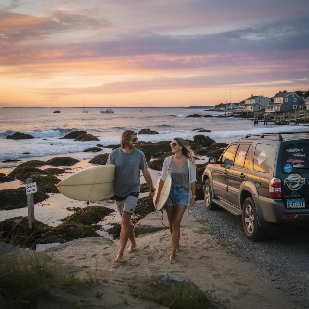 Zdjęcie przedstawiające samochód zaparkowany na tle malowniczej drogi, symbolizujące bezpieczeństwo ubezpieczenia komunikacyjnego.